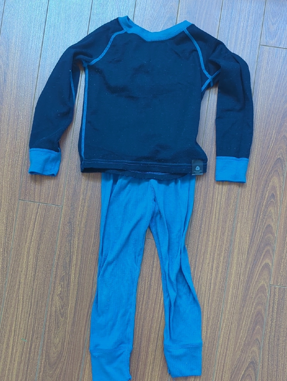 Kids Merino Wool 2-3T Two-Piece Navy & Bright Blue Thermal Set